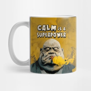 Puff Sumo: Calm is a  Superpower on a Dark Background Mug